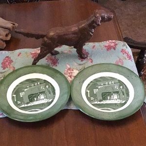 1950s Vintage Colonial Homestead Dinner Plate, Set of 2